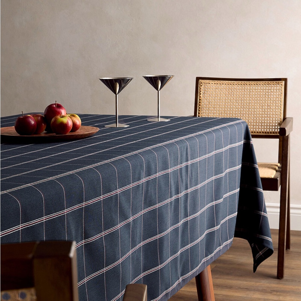 Simons Navy Checkered Tablecloth NWT